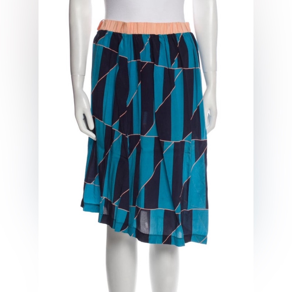 Marc by Marc Jacobs Geometric Midi Skirt Blue Black Size Small Designer Chic